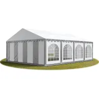Sonstiges TOOLPORT Festzelt Partyzelt 6x8 m PREMIUM, hochwertige PVC Plane 750 N in grau-weiß 100% wasserdicht mit Bodenrahmen