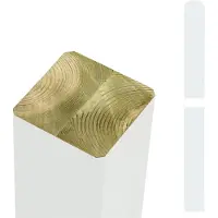 Plus Leimholzpfosten 207 cm, 90 x 90 mm, weiß, Kopf gerundet