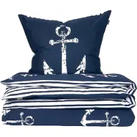 Schiesser Bettwäscheset Marina | Maritim | Renforcé | 2-teilig | 100% Baumwolle | Angenehm weich & glatt | YKK-Reißverschluss | 155x220 cm + 80x80 cm | Dunkelblau