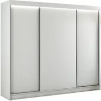 ALTDECOR Kleiderschrank mit furnierten Schiebetüren, kugelgelagerte Führungsschienen und Aluminium-Leisten 250 cm Weiß