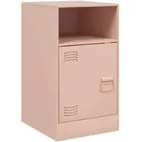 Décoshop26 - Nachttisch mit Fach Tür und Ablage 34,5 x 39 x 62 cm rosa Stahl DEC034551
