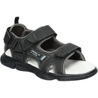 American Club XD187, Kinder Sandalen Klettverschluss Leder-Einlegesohle bequem, Schwarz 33