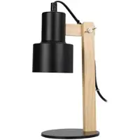 Wellhome - Tischlampe 12x32cm aus Metall und Holz in den Farben Braun und Schwarz