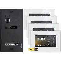 Balter EVO HD Unterputz Schwarz 2-Draht 4x 7" Weiß Video Türsprechanlage Set für 1 Familienhaus