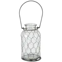 Boltze Vase Carter Glas Metallgeflecht klar Hängen H.21 cm