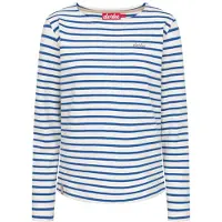 Derbe Streifenshirt Interstriped Damen Weiß Blau Langarmshirt GOTS Organic