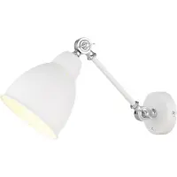 ARTE LAMP Wandleuchte innen – Weiße Metall-Lampenfassung mit weißem Lampenschirm – LED-Wandlampe für modernes Zuhause oder Büro – Mit Kabel