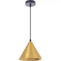 ARTE LAMP Hängelampe LED mit Kabel – Deckenleuchte mit schwarzer Metall-Lampenfassung und Messingfarber Lampenschirm.Size:1