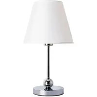 ARTE LAMP Schreibtischlampe mit Kabel – Tischlampe mit weißem Textil-Lampenschirm für Wohnzimmer und Home Office – LED.Color:Chrom, Weiß,Size:Tischleuchte
