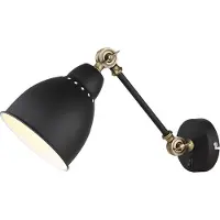 ARTE LAMP Wandleuchte innen Schwarz, 1-flammig, Industrie-Design, Braccio, E27 bis 60 W, für Wohnzimmer & Flur, 40 x 15 x 22 cm, A2054AP-1BK