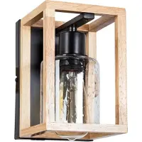 ARTE LAMP Wandleuchte innen Schwarz/Beige, 1-flammig, Landhausstil, Dublin, E27 bis 60 W, für Flur & Schlafzimmer, 16 x 14 x 21 cm, A7025AP-1BK