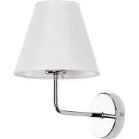 ARTE LAMP Schreibtischlampe mit Kabel – Tischlampe mit weißem Textil-Lampenschirm für Wohnzimmer und Home Office – LED.Color:Chrom, Weiß,Size:Standard