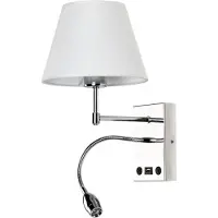 ARTE LAMP Wandleuchte innen Chrom/Weiß, 2-flammig, mit LED-Leselampe & USB, Elba, E27 bis 60 W, für Wohnzimmer, 26 x 20 x 32 cm, A2581AP-2CC