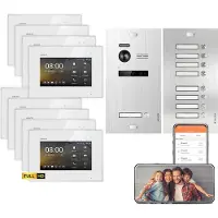 Balter EVO HD Unterputz Silber 9x7" WiFi Monitor Weiß Video Türsprechanlage Set 9 Teilnehmer