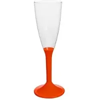 Monouso - Mehrweg Sektglas aus PS Fuß Rot 120ml 2-teilig (20 Stück)