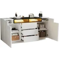 MODFU Doppelbett 140x200 mit Großer Stauraum und Regal,mit matratze,Bettgestell mit USB und Steckdose,Jugendbett mit Umbaubares Plattformbett,Mobiles Holzbett, Weiß