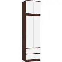 Akord Kleiderschrank Mit Aufsatz 2-Türig 2 Schubladen Wenge/Weiß 60X51X234 Cm