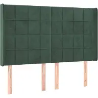 Syfax Kopfteil mit Ohren Dunkelgrün 147x16x118/128 cm Samt