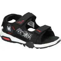 American Club ES219, Kinder Sandalen Klettverschluss Leder-Einlegesohle bequem, Schwarz 30