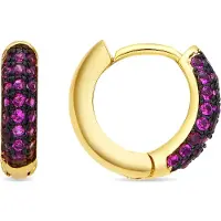 Luxenter Ohrringe mit 9 mm Durchmesser, 18 Karat Gelbgold-Finish und Zirkonia-Rubin – Lesrat