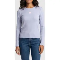 Calvin Klein Ls Woven Label 2x2 Top Casual Blue Größe: XS | Longsleeves Outlet | Damen | Blau