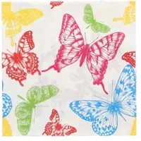Papstar 200 Servietten, 3-lagig 1/4-Falz 33 cm x 33 cm `Delicate Butterflies`