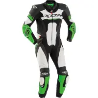 Ixon Jackal Schwarz Weiß Grün 1-Teiler Motorrad Lederkombi Größe M