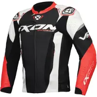 Ixon Vortex 3 Motorrad Lederjacke (Black/White/Red,XL)