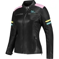 Rusty Stitches Joyce V2 Damen Motorrad Lederjacke, schwarz/bunt, 40