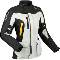 Bering Zephyr wasserdichte Damen Motorrad Textiljacke, schwarz/grau/gelb, 38