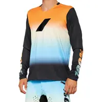 100% Langarm Fahrradtrikot für den Sommer - R-CORE-X LE - Hellblau/Orange/Schwarz L