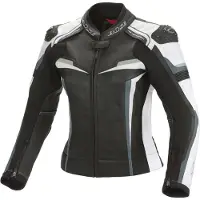 Büse Mille Damen Schwarz Grau Weiß Lederjacke Größe 21