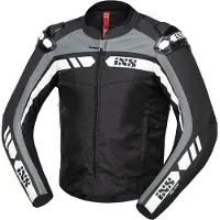 IXS RS-500 1.0 Schwarz Grau Weiß Motorrad Leder/Textiljacke Größe 48