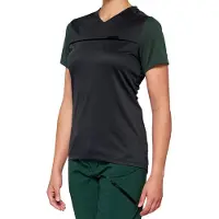 100% Ridecamp Womens Short Sleeve Jersey L Charcoal/Forest Green - atmungsakt....