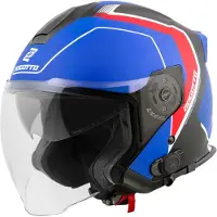 Bogotto H586 BT Illus Schwarz Rot Blau Bluetooth Jethelm Größe L