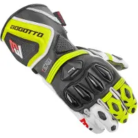 Bogotto Monza Perforierte Schwarz Weiß Neon Gelb Handschuhe Größe M
