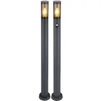 Globo 2er Set Stehleuchte, Edelstahl, Bewegungsmelder, H 110cm