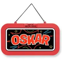 History & Heraldry GmbH LED Leuchtschild Neonschild mit Namen , Leuchtende Wanddekoration mit Batterie, 18,7x10,3x1,6cm - Oskar