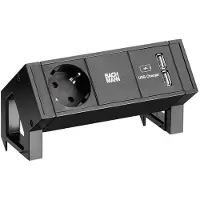 Bachmann 902.705 DESK2 1xCEE7/3 1xUSB Charger 0,2m RAL9005 902705