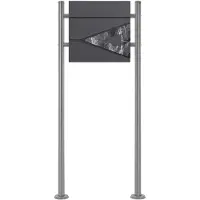 ML-Design Standbriefkasten mit Zeitungsfach Briefkastenständer Silber 120 cm