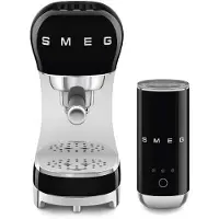 Smeg ECF12BLEU Schwarz + Milchaufschäumer