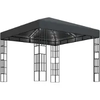 Syfax Pavillon mit LED-Lichterkette 3x3 m Anthrazit