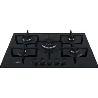 Whirlpool GOA 7523/NB1, Schwarz, Integriert, 73 cm, Gaskochfeld, Glas, 5 Zone(n)