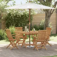 vidaXL Desgin 5-teiliges Garten Esstisch Set Massivholz Teak - Gartenstühle 3385971