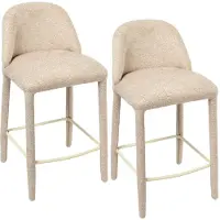 Duhome Barhocker 2er Set en Bouclé und Metall Barstuhl mit Pedal Polsterhocker Modern für Küche Esszimmer Bar Bistro, Beige