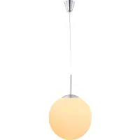 Etc-shop Pendellampe, Metall Glas Schirm, Kugel, silber opal, D 25 cm