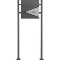 ML-Design Standbriefkasten Anthrazit-Silber mit Zeitungsfach Ständer Anthrazit