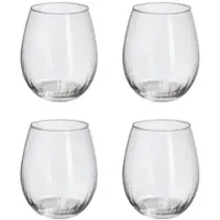 Wellhome - Set mit 4 Glasbechern à 420 ml mit Streifenmuster, Ø 6 x 10,5 cm