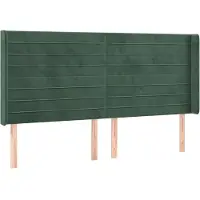 Syfax Kopfteil mit Ohren Dunkelgrün 183x16x118/128 cm Samt