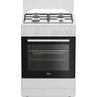 Beko FBG62010DW, Freistehender Herd, Weiß, Drehregler, Weiß, Vorderseite, Emaille